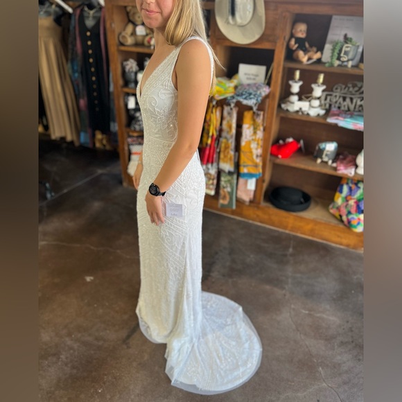 Lulus The Sweetest Vows White Sequin Mermaid Maxi Dress New - Picture 4 of 10